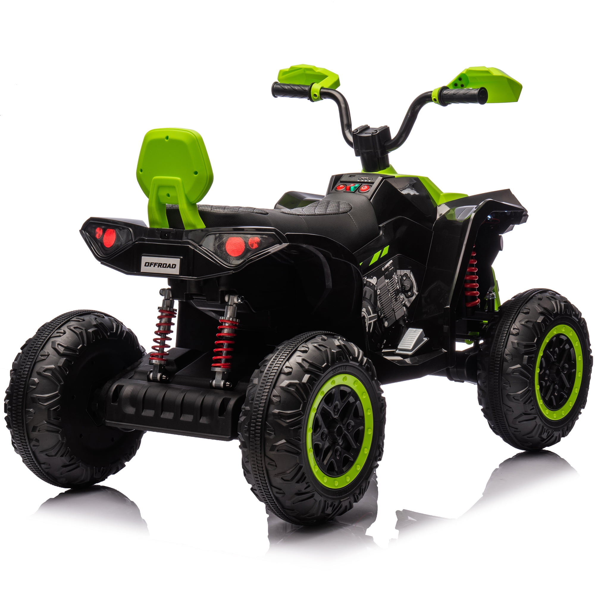 Joyracer 12V Kids Ride On ATV, 2* 45W Motor 4.5AH Battery Powered Electric Vehicle w/ LED Lights, High & Low Speed,Music, Spring Suspension, Ride on Car 4 Wheeler Quad for Boys & Girls,Green