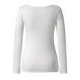 thumbnail image 4 of DuoJiaJ Womens Long Sleeve Shirts Square Neck Tops Ribbed Knit Basic Teen Girls Crop Tops White L, 4 of 4