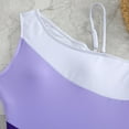 thumbnail image 5 of WREESH Women's Color Block One Piece Swimsuit - Asymmetrical One Shoulder Adjustable Strap Swimsuit Athletic Bathing Suit Purple, 5 of 7