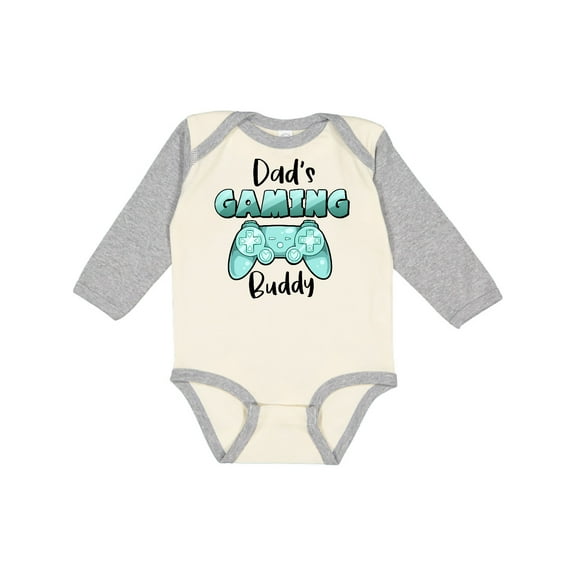 Inktastic Dad's Gaming Buddy- Aqua Controller Boys or Girls Long Sleeve Baby Bodysuit