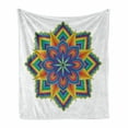 thumbnail image 1 of Rainbow Mandala Soft Flannel Fleece Throw Blanket, Colorful Geometric Design with Themed Star and Flower Motifs, Cozy Plush for Indoor and Outdoor Use, 70" x 90", Multicolor, by Ambesonne, 1 of 6