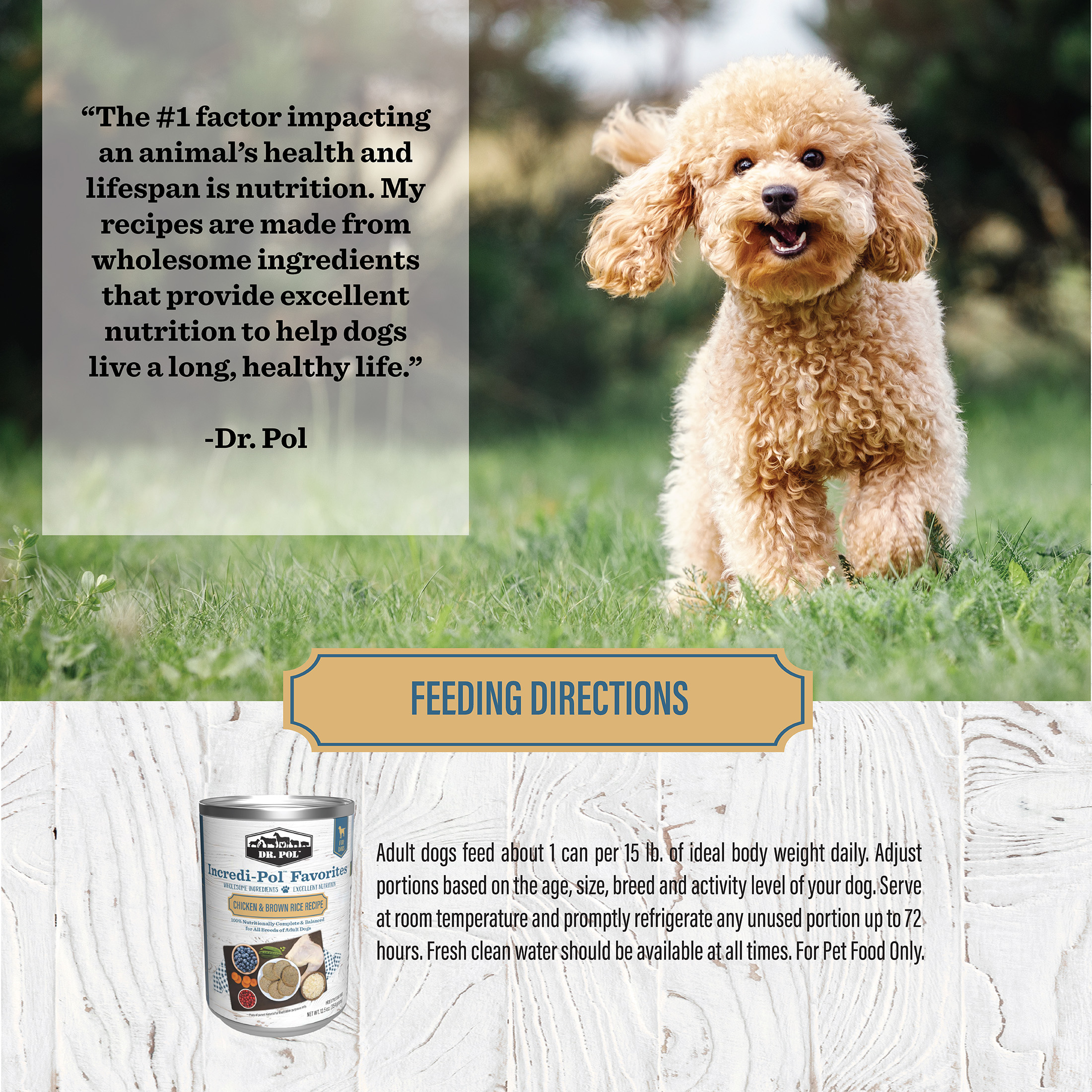 (12 pack) Dr. Pol Incredi-Pol Favorites Chicken & Rice Canned Dog Food, 12.5oz.