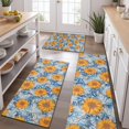 thumbnail image 2 of Blue Orange Sunflower Leaf Pattern Kitchen Rugs Sets Of 3,Kitchen Runner Rugs Non Skid Washable,Decorative Kitchen Floor Mats for Kitchen,Sink,Laundry,17"x30"+ 17"x47" + 17"x59", 2 of 6