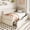 Cream White, Chenille Fabric, variant on Amolife Full Size Daybed Frame with Movable Charging Station and Storage Drawers, Corner Daybed for Living Room, Bedroom and Guest Room, Cream White