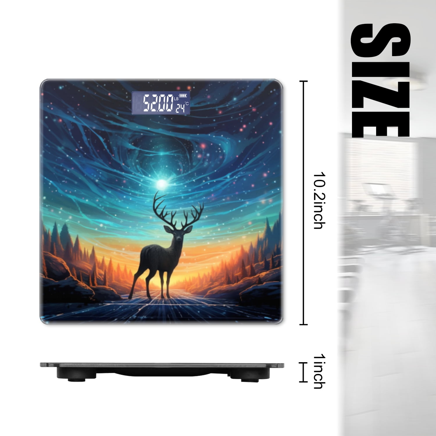 Bathroom Scale, Highly Accurate Digital Body Scale,Precisely Measures Weight up to 400 lbs-Deer Stands On The Road And Looking At The Stars In The Sky