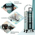 thumbnail image 5 of 4 in 1 Rolling Makeup Train Case Large Cosmetic Trolley Box Salon Barber Case Traveling Cart Trunk, 5 of 7
