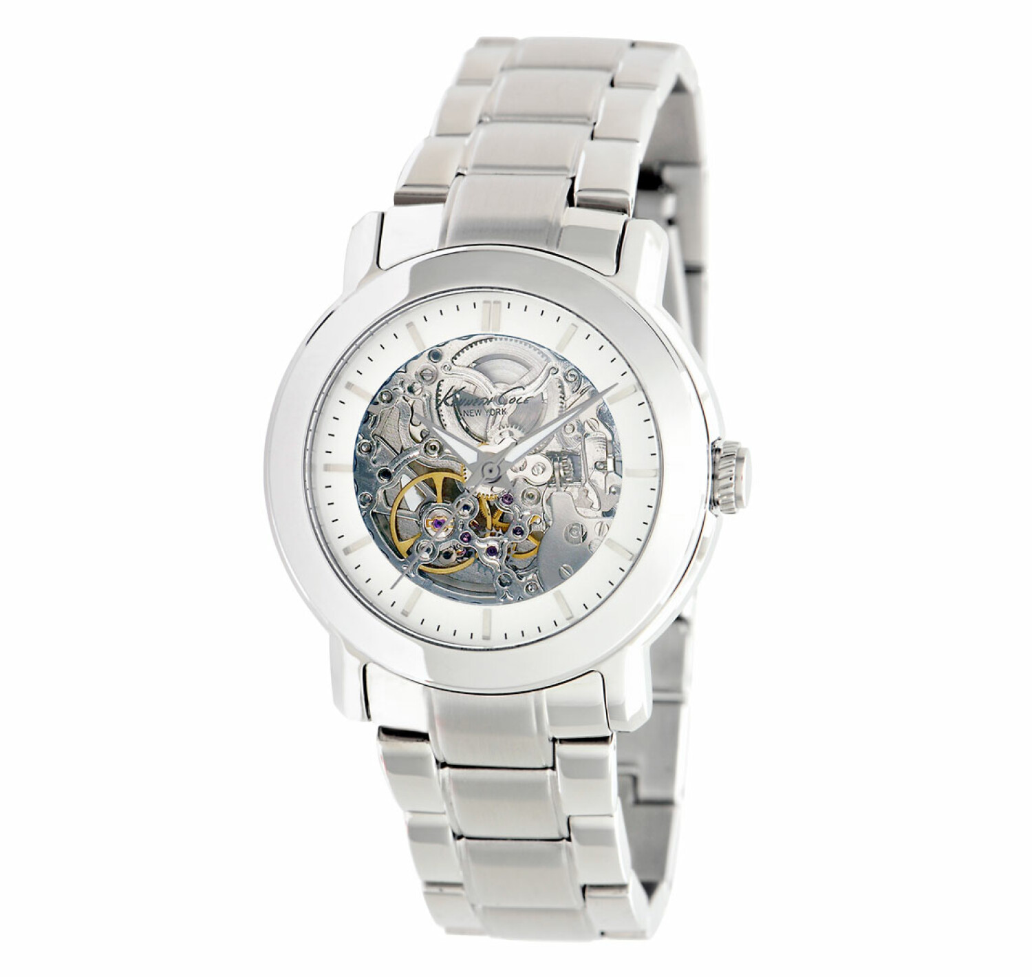 KC4775 Women's Automatic Triple Silver Skeleton Dial Steel Bracelet ...