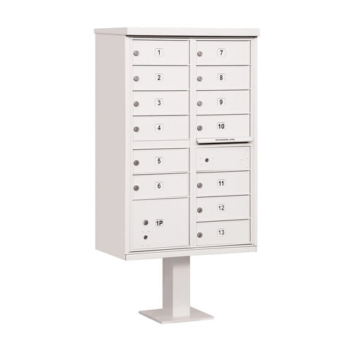 Cluster Box Unit (Includes Pedestal and Master Commercial Locks) - 13 B Size Doors - Type IV - White - Private Access