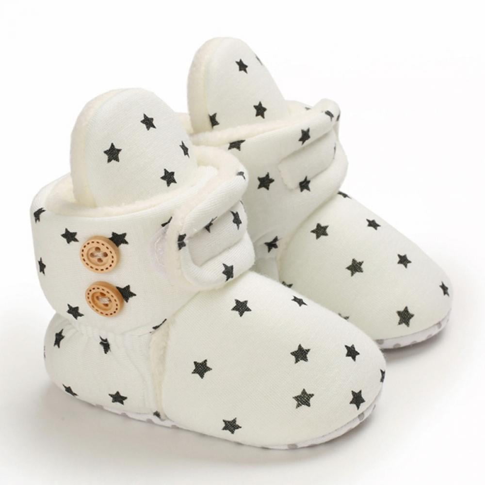 Unisex Newborn Baby Cotton Cozy Fleece Booties Non-Slip Sole for Toddler Boys Girls Infant Winter Warm Fleece Socks First Walker Crib Shoes 