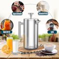 thumbnail image 3 of Cafetera Prensa Francesa de Acero Inoxidable de Doble Pared 1000ml cafetera y tetera Cafetera de &Eacute;mbolo con 2 Cucharas para Hacer Caf&eacute; y T&eacute; Mejor, 3 of 7