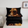 thumbnail image 5 of Manfei Golden Dragon Animals King Size Comforter Sets,Vintage Book Comforters King Size,Black Orange,Black Reversible,3 Pieces,1 Comforter and 2 Pillowcases, 5 of 7