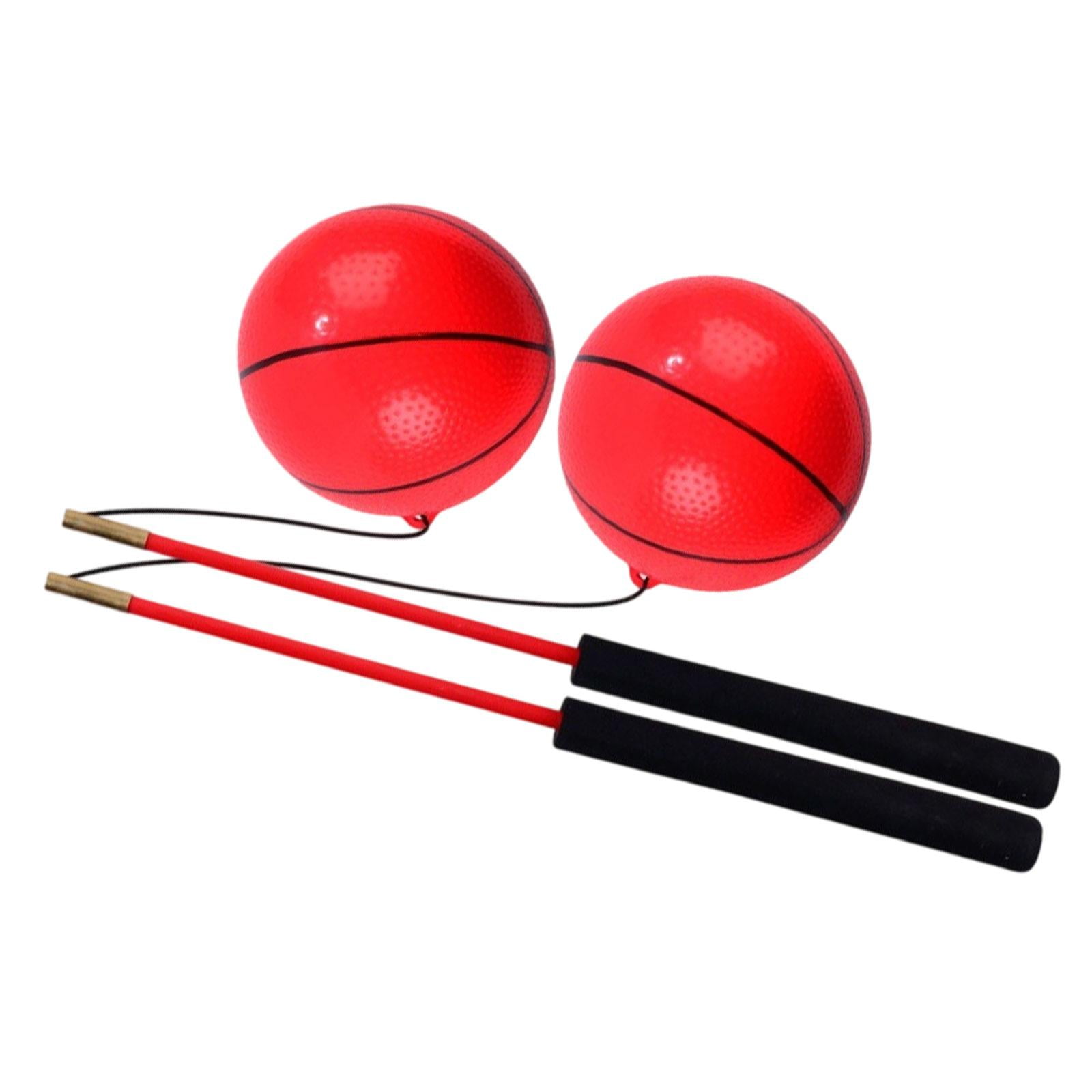 harayaa 2 Pieces Exercise Balls Fitness Balls Wobble Balls with Rod And Foam Handles for Red