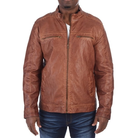 X Ray Jeans Men's Coat, Faux PU Leather, Motorcycle Biker Jacket