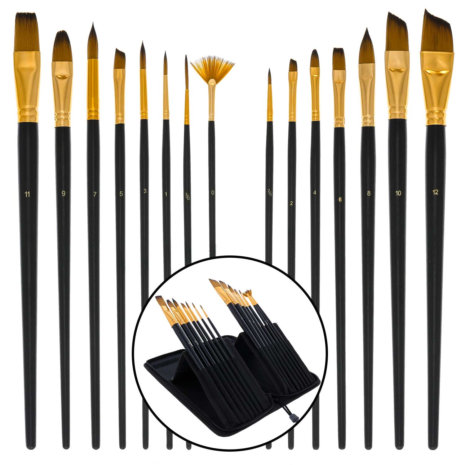 Artist Paint Brushes Set Acrylic and Face Paintbrushes Oil 15 Artist Brushes with a Paint Brush Holder/Pop Up Stand Included Watercolour