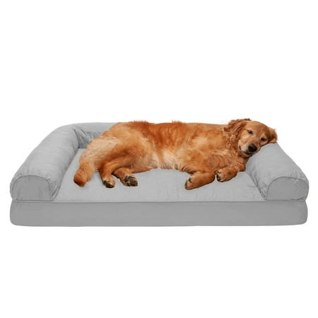UPC: 0842229125016 | FurHaven Pet Products | Full Support Orthopedic Quilted Sofa Pet Bed for Dogs & Cats – Silver Gray Jumbo