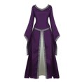 thumbnail image 1 of Lehauya Costumes de Renaissance pour Femmes Robe Médiévale Irlandaise Rétro Victorienne Robe Longue Cosplay Violet 2TG, 1 of 4
