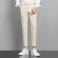 thumbnail image 3 of Pantalones grises para hombre, trajes de trabajo fluidos drapeados para hombre, pantalones de tela de oficina, elegantes, coreanos, reseñas, muchas prendas de diseñador, formales, 3 of 4