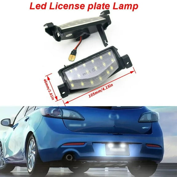 2Pcs Car LED License Plate Lights For Mazda3 09-13 Mazda 2 11-13 Canbus 18smd