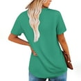 thumbnail image 6 of Fesfesfes Women's Fashion T-shirt Short Sleeve Color Block Layered Tops Printed Fake Two Piece Summer Casual Round-Neck Casual Blouses(Green,L), 6 of 6