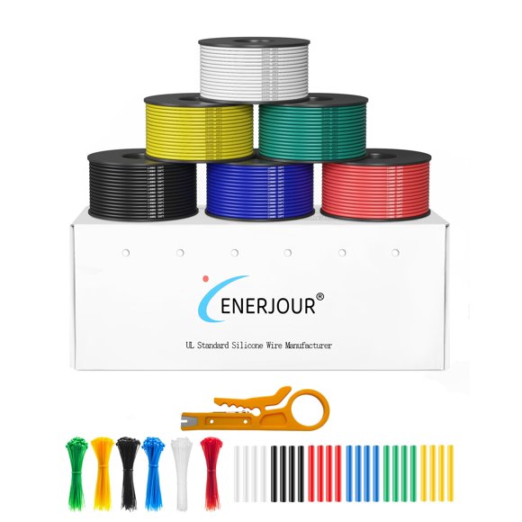 Kit de cables de silicona ENERJOUR 22 AWG, 6 colores, 48 m