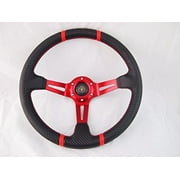 New World Motoring RED Deep Dish Steering Wheel with Adapter for RZR 570 800 900 1000