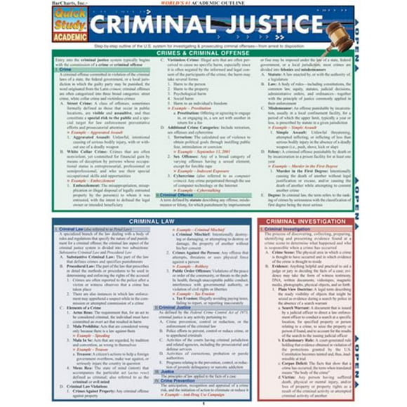McLaren BarCharts Criminal Justice Quick Study Guide Laminated 6-Page Multicolour