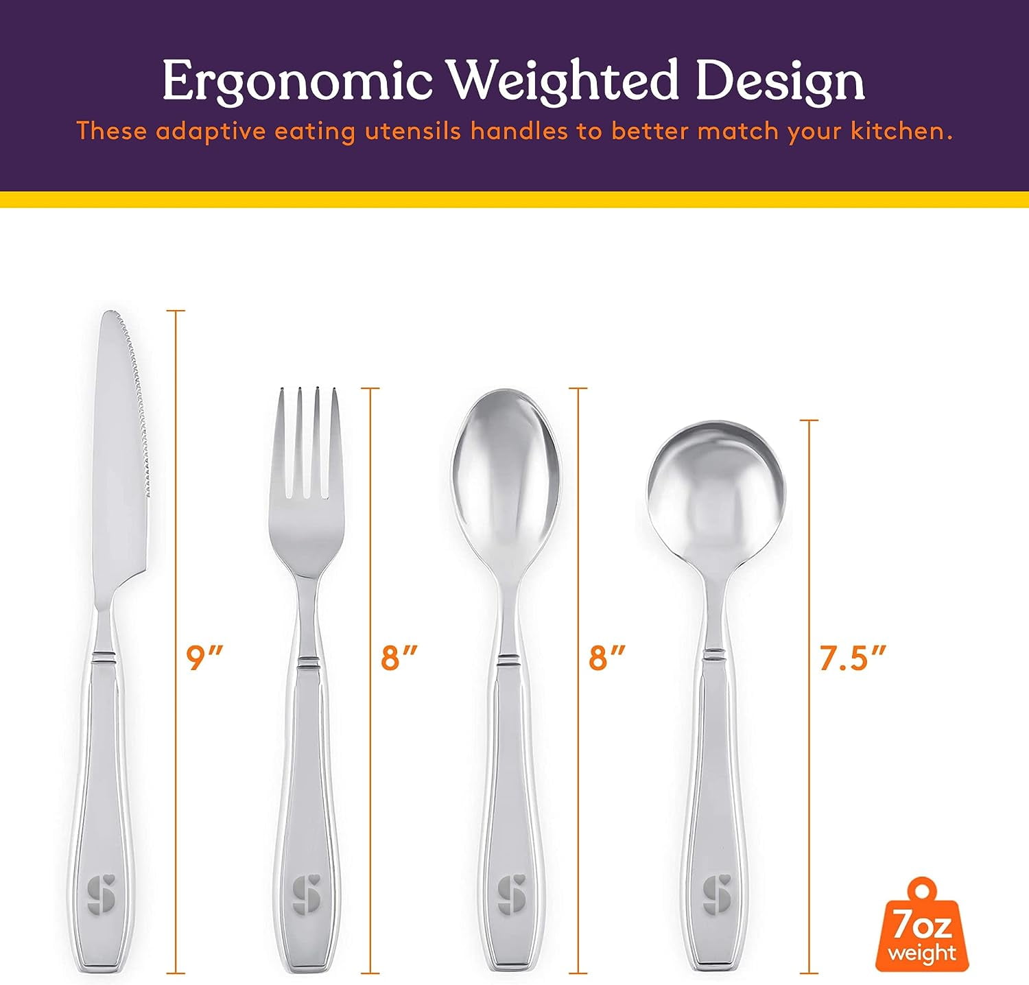  Fstcrt Adaptive Utensils Spoons Forks Set Weighted, Non-Slip  Handles & rubber strap, for Hand Tremors & Muscle Weakness, Arthritis,  Parkinson's, Elderly; Dishwasher Safe,Stainless Steel : Health & Household