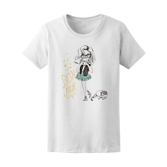 Cute Little Girl Bonjour Women's Tee - Image by Shutterstock