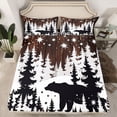 thumbnail image 2 of Homewish Animal Bear 4 Pieces Queen Sheet Sets for Teens Boys Girls,Jungle Wildlife Ultra Soft Flat Sheet,Retro Cabin Queen Fitted Sheet,Luxury Bedroom Decor, 2 of 7