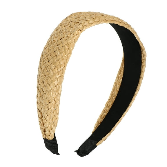 Vocoste 1 Pc Straw Wide Headband Fashion Hairband for Woman Non Slip Khaki