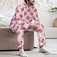 thumbnail image 7 of Honeii Floral Strawberr Pattern Mens Pajamas Set,2pcs Men's Lounge Long Sleeve Sleep Shirt and Pajama Bottoms Sleepwear Set,Mens Pjs Sets-Medium, 7 of 7
