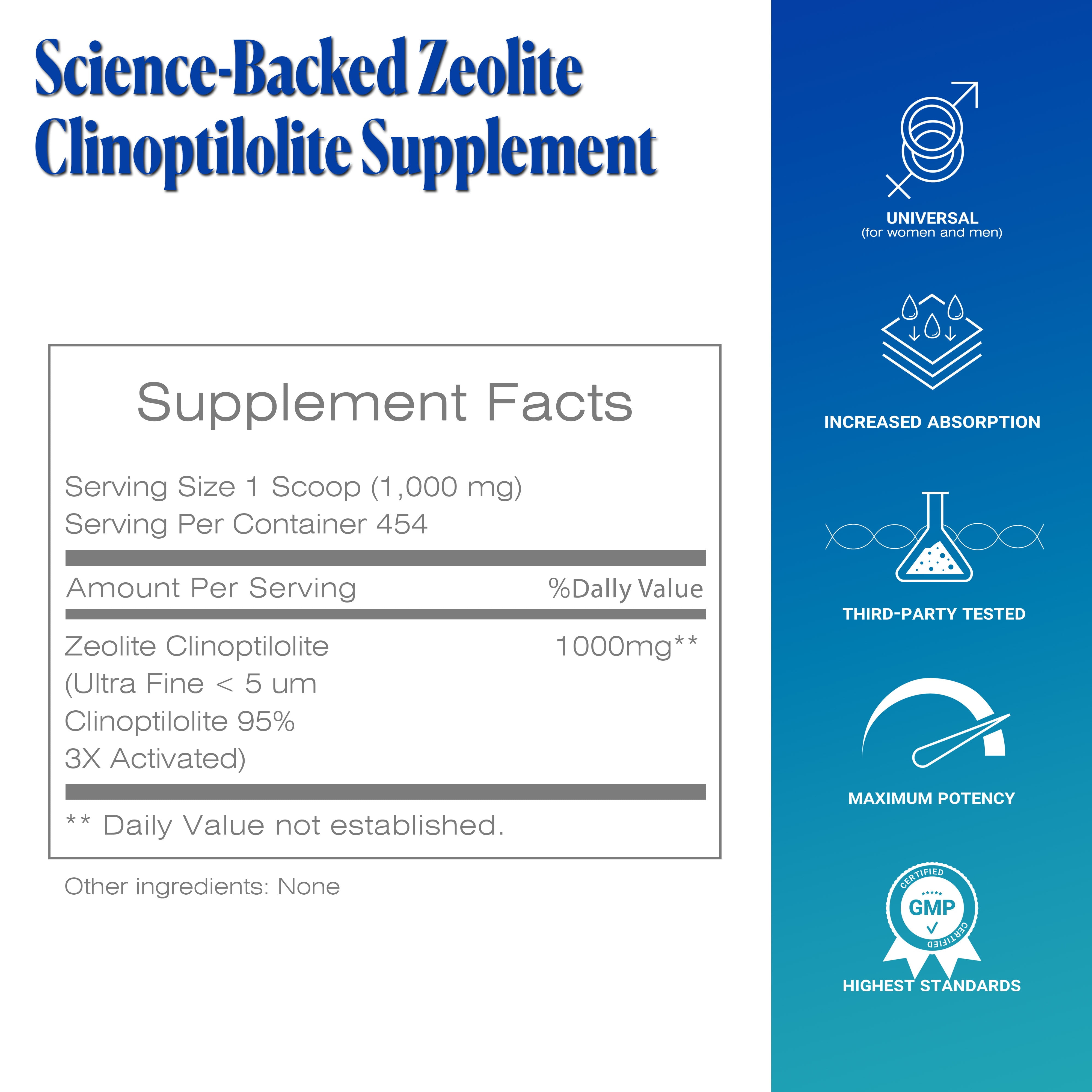 TODICAMP Zeolite Detox Cleanse 1 lb Zeolite Powder for Fast Full Body Detox, Liver Detox & Debloat