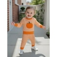 thumbnail image 6 of Loicainy Baby Toddler Girls Boys 2-piece Outfit, 6 12 18 24 Months 2T 3T 4T Long Sleeve Crew Neck Embroidery Pumpkin Sweatshirt with Striped Sweatpants Halloween Clothes Set, 6 of 9