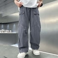 thumbnail image 4 of StSilkitty Boys Girls Cargo Pants Elastic Waist Drawstring Baggy Wide Leg Pants Lightweight Sweat Pants with Pockets, 4 of 5