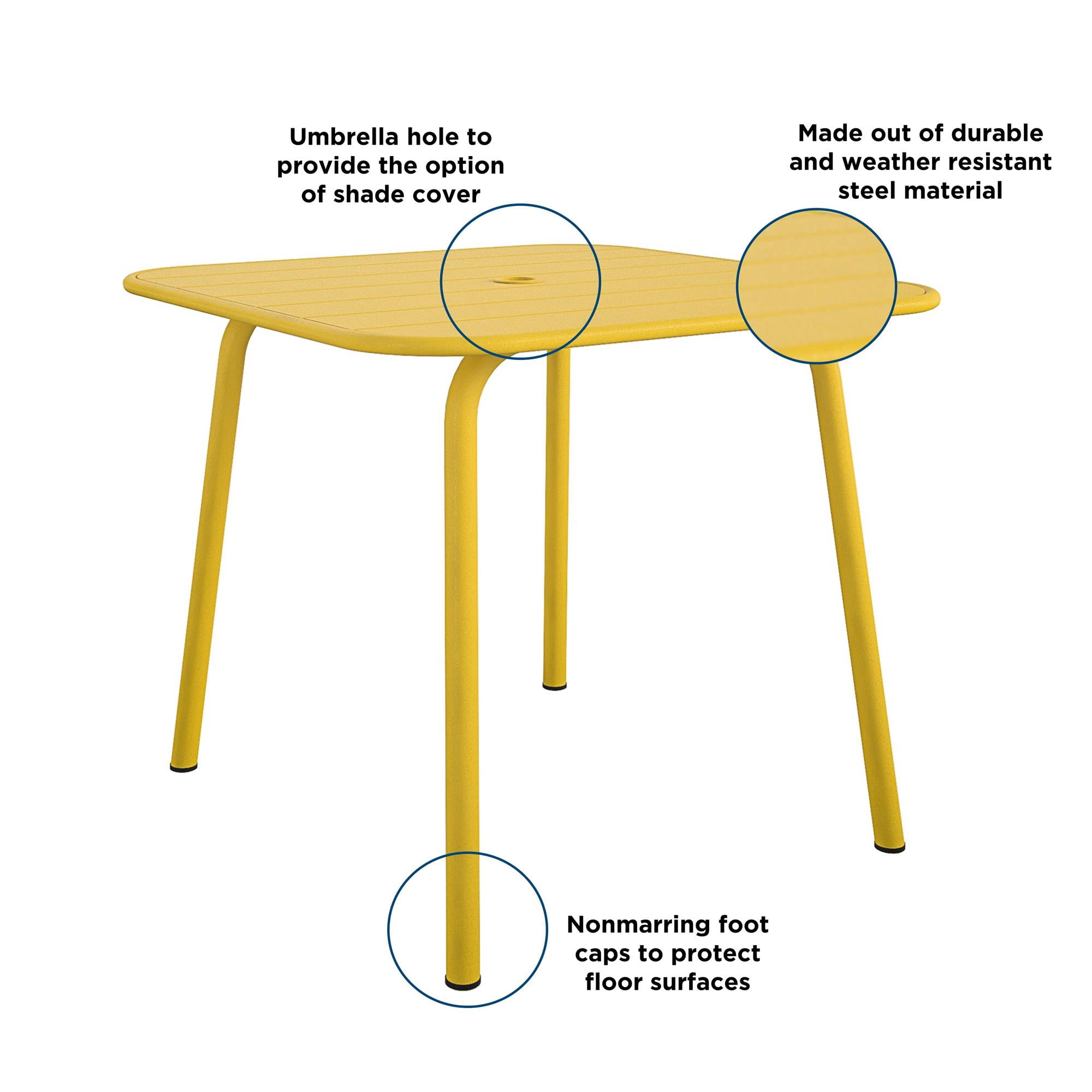 Novogratz Poolside Gossip Collection, June Outdoor/Indoor Square Dining Table, Yellow