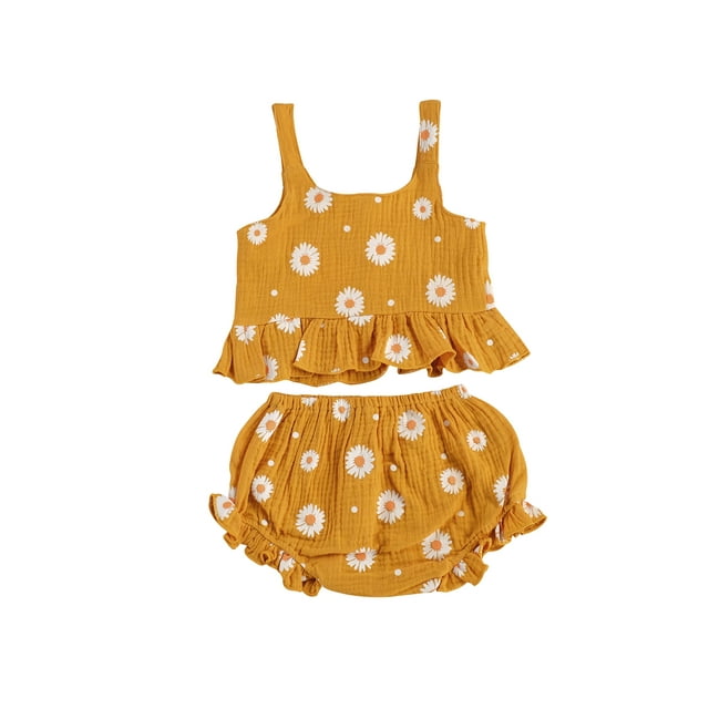 SUNSIOM Girl?s Printed 2Pcs Suit, Sleeveless Hem Tank Tops with Triangle Shorts