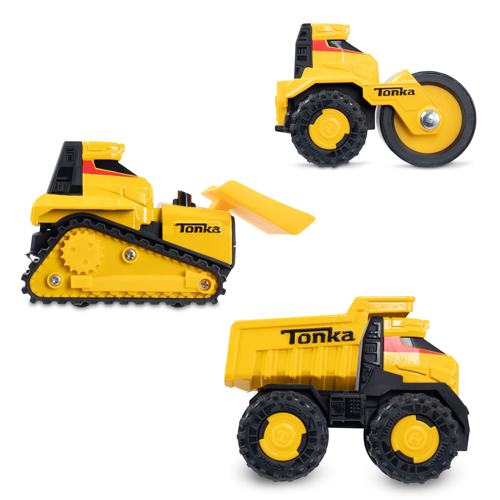Tonka Steel Classics Titans - Bulldozer, Steam Roller, Dump Truck - 3 Pack Assortment