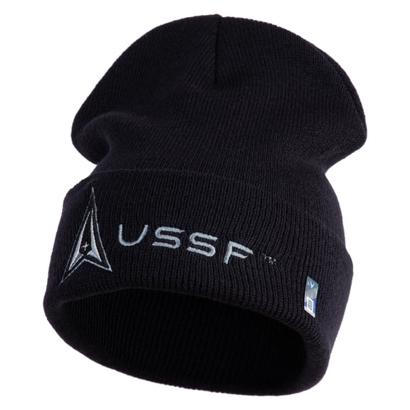 Delta with USSF Logo Embroidered 12 Inch Long Beanie - Black OSFM