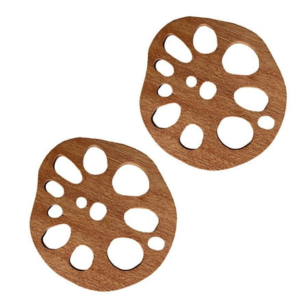 

2PCS Wooden Coasters Lotus Root Design Drink Coasters for Room Coffee Bar Decor