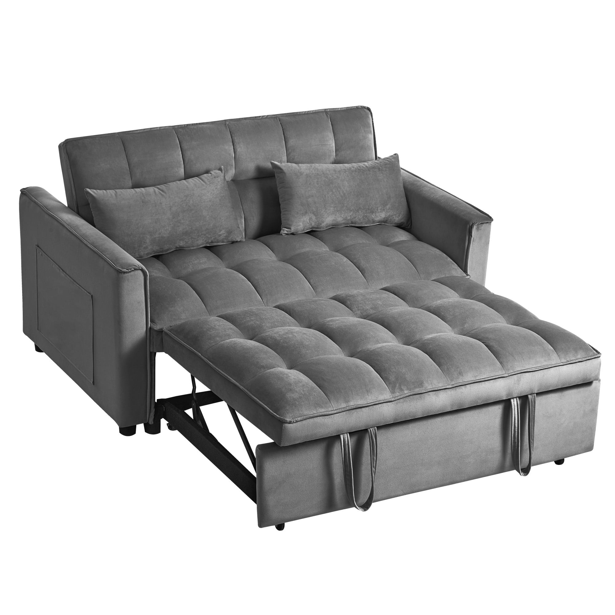 Gewnee 52.75 inch Convertible Sleeper Sofa Bed,Pull Out Loveseat Couch with Storage Pocket for Living Room,Apartment,Dark Grey