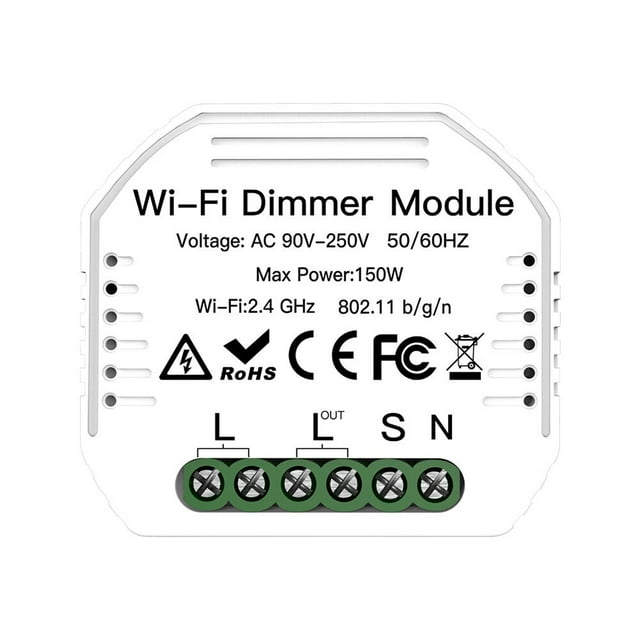 Yeacher 90- Module Gradateur Wi-Fi Interrupteur Gradateur Commutateurs d'Éclairage Intelligents Commutateur 2 Voies Commande Vocale Application Télécommande Fonction de Minuterie Mini Design