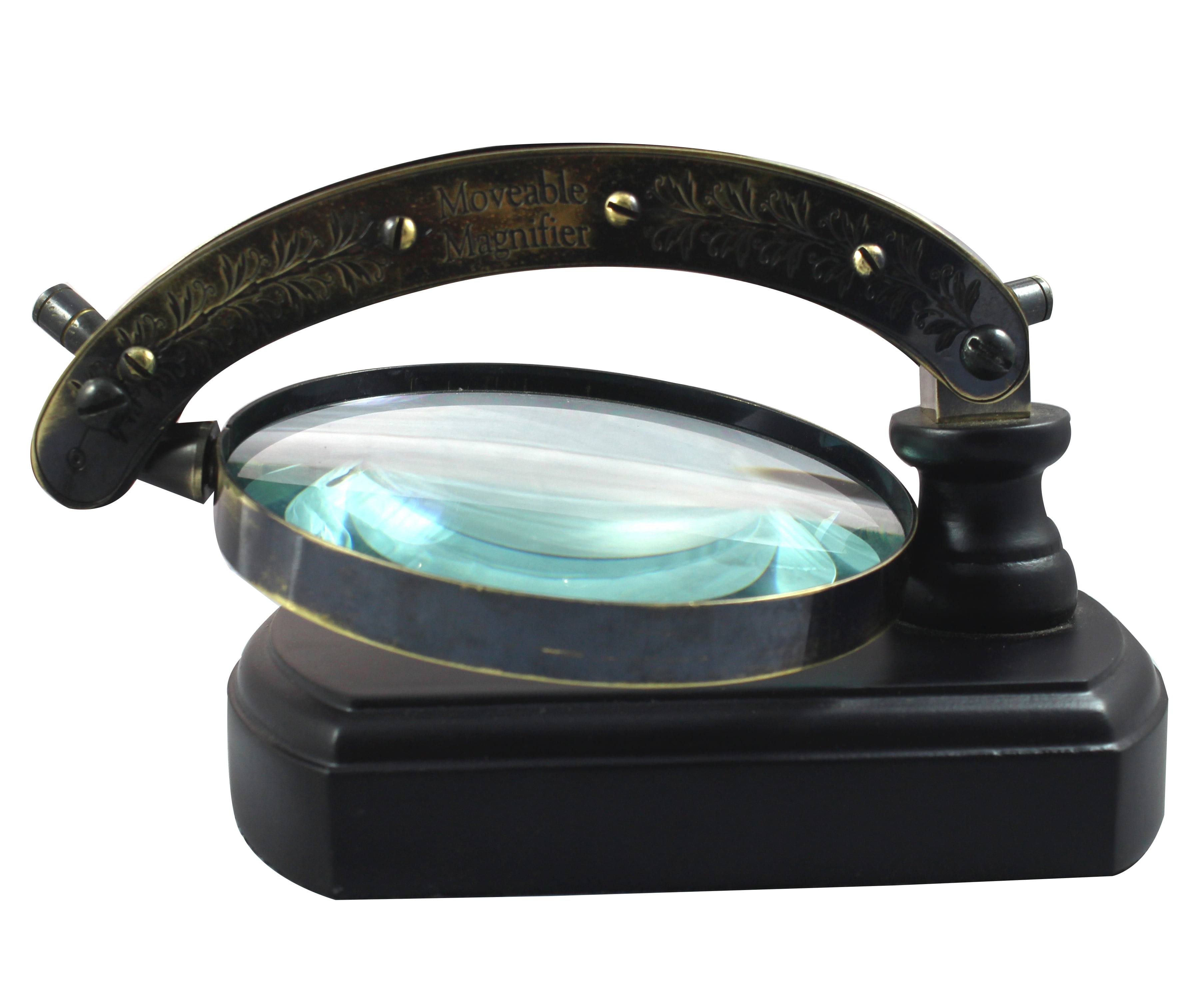 Antique Desk Magnifying Glass Vintage Map Reader Lens Brass Folding 9 x 6 Inches Brass