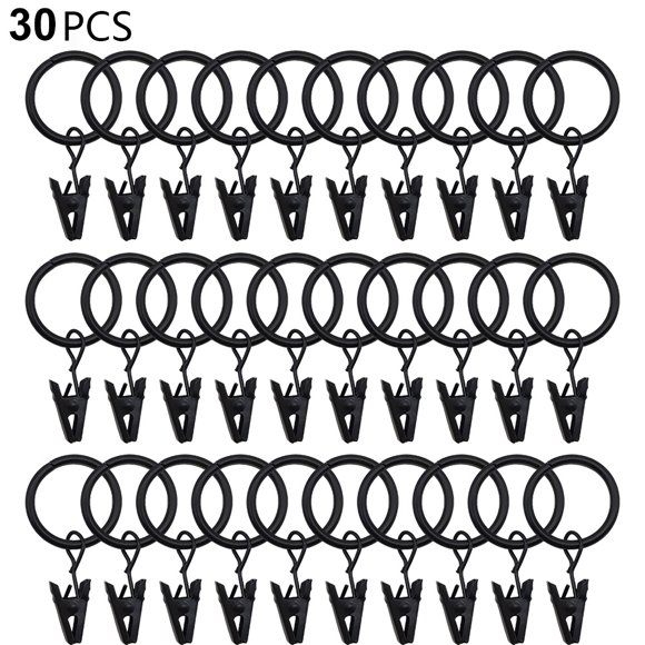 Metal Curtain Rings with Clips, Heavy Duty Curtain Hooks for Drapes, Curtain Hangers Clips, Drapery Curtain Clip Rings