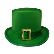 Nicky Bigs Novelties St. Patricks Day Top Hat Green Satin With Buckle Adult Leprechaun Costume Hat