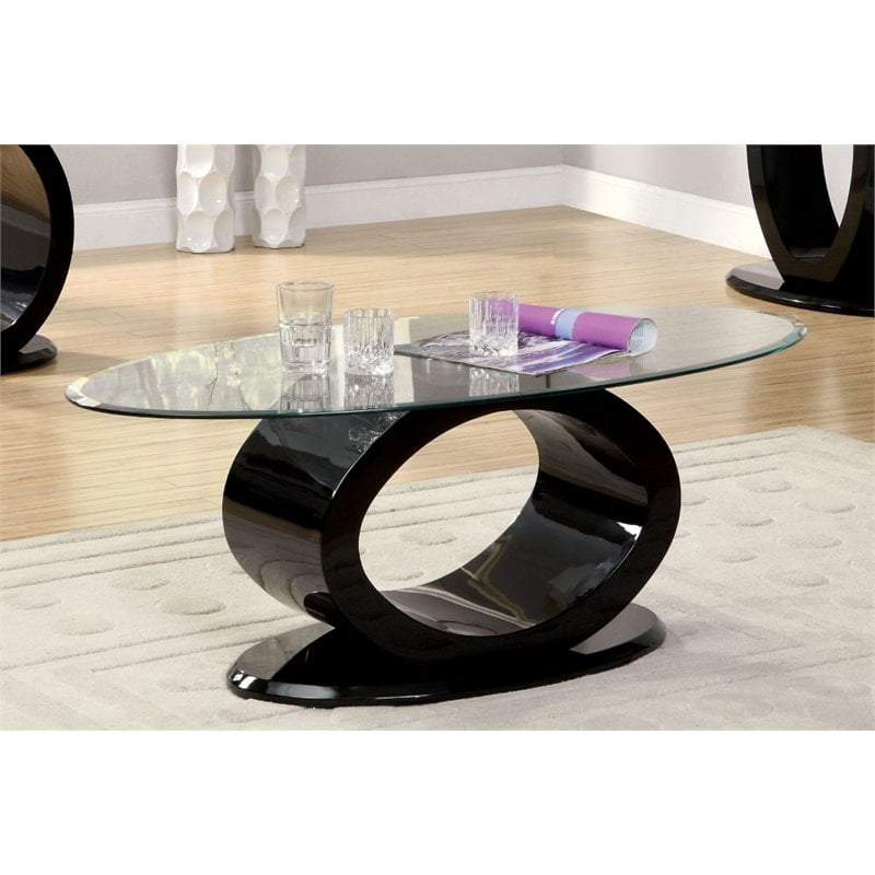 Furniture of America Mason Contemporary Oval Glass Top ...