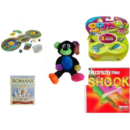 Children's Gift Bundle [5 Piece] -  Scene it Jr. DVD  - Gomu Eraserland Series 1 Erasers 3 Pack  - Sugarloaf s Rainbow Black Bear  16