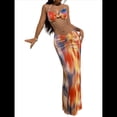 thumbnail image 2 of Vestido Maxi de Baño con Estampado Floral Triangular y Espalda Descubierta para Mujer Color Naranja S, 2 of 8