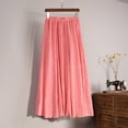thumbnail image 2 of A-Line Swing Skirt Women Lightweight Cotton Linen Skirts High Waist Knee Dress Pleated Midi Skirt, 2 of 5