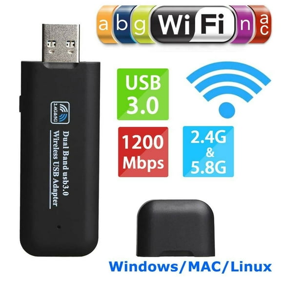 WiFi Adapter 1200Mbps Wireless USB WiFi Adapter USB 3.0 Newtork Wireless Adapter 2.4G/5G 802.11ac WiFi dongle with 5dBi Antenna