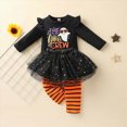 thumbnail image 2 of Halloween Girls Clothing Pumpkin Print Long Sleeved Top Long Pants Sequin Mesh Skirt Three Piece Set Kaprioy Girls Clothes Fall Winter, 2 of 5